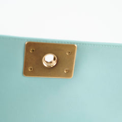 Chanel Old Medium Boy Chevron Calfskin Tiffany Blue