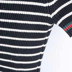 Gucci Striped Short Sleeve Wool Top - Size L