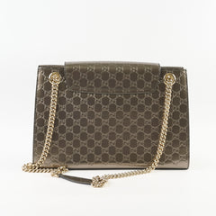 Gucci Large Emily Chain Shoulder Guccissima Patent Leather Bronze