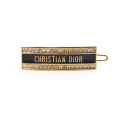 Dior Logo Barrette Hair Clip Black/Gold
