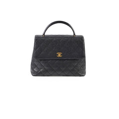 Chanel Vintage Kelly Black Caviar Top Handle