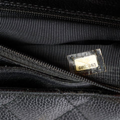 Chanel Vintage Kelly Black Caviar Top Handle