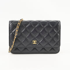 Chanel Caviar Wallet on Chain WOC Black GHW Microchipped