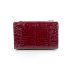 Saint Laurent Medium Kate Crocodile Embossed Burgundy