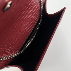 Saint Laurent Medium Kate Crocodile Embossed Burgundy