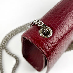 Saint Laurent Medium Kate Crocodile Embossed Burgundy