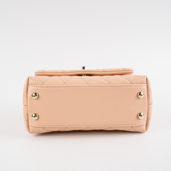 Chanel Mini Coco Handle Peach Caviar Top Handle