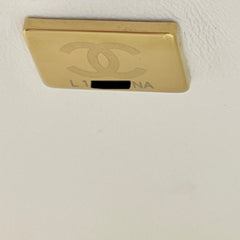 Chanel Small Classic Double Flap White Caviar Mircochip