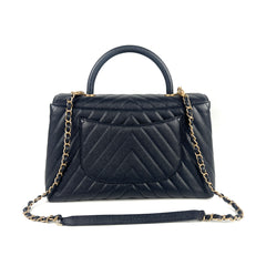 Chanel Coco Handle Chevron Medium Navy - 25 Series