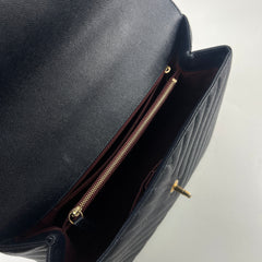 Chanel Coco Handle Chevron Medium Navy - 25 Series