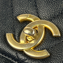 Chanel Coco Handle Chevron Medium Navy - 25 Series