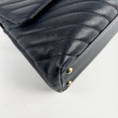 Chanel Coco Handle Chevron Medium Navy - 25 Series