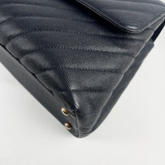 Chanel Coco Handle Chevron Medium Navy - 25 Series