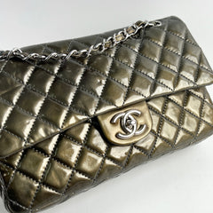 Chanel Patent Small Classic Flap Dark Green 12 Series