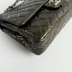 Chanel Patent Small Classic Flap Dark Green 12 Series