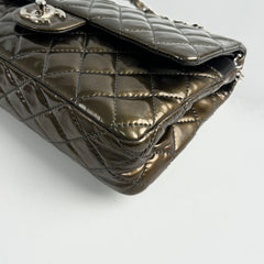 Chanel Patent Small Classic Flap Dark Green 12 Series
