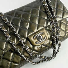 Chanel Patent Small Classic Flap Dark Green 12 Series