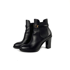 Louis Vuitton Leather Ankle Boots Black Size 39