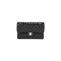 Chanel Caviar Small Double Classic Flap Black Microchip