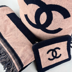 Chanel Logo Beach Bag Set with Towel and Pouch