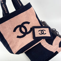 Chanel Logo Beach Bag Set with Towel and Pouch
