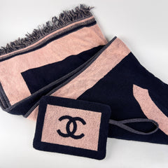 Chanel Logo Beach Bag Set with Towel and Pouch
