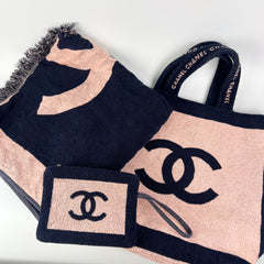 Chanel Logo Beach Bag Set with Towel and Pouch