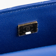 Chanel Mini Top Handle Lambskin Blue Microchip