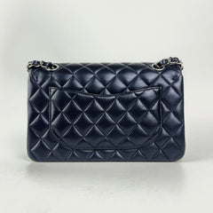 Chanel Small Double Classic Flap Metallic Navy