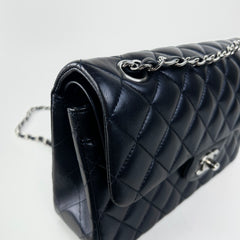 Chanel Small Double Classic Flap Metallic Navy