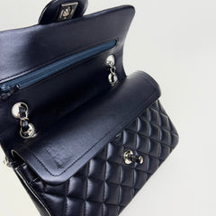 Chanel Small Double Classic Flap Metallic Navy