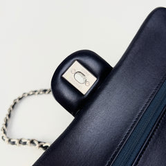 Chanel Small Double Classic Flap Metallic Navy