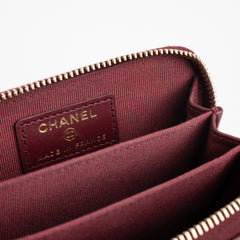 Chanel Zip Compact Wallet Burgundy (Microchip)