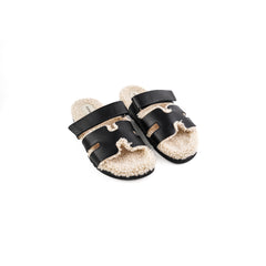 Hermes Chypre Mens Shearling Size 42 Black/White