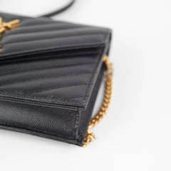 Saint Laurent Cassandre Envelope Wallet On Chain Black WOC