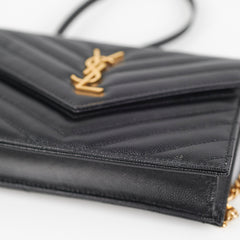 Saint Laurent Cassandre Envelope Wallet On Chain Black WOC