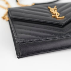 Saint Laurent Cassandre Envelope Wallet On Chain Black WOC