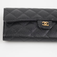 Chanel Long Caviar Black Wallet