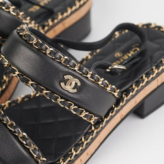 Chanel Black CC Sandals Size 41