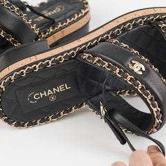 Chanel Black CC Sandals Size 41