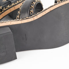 Chanel Black CC Sandals Size 41