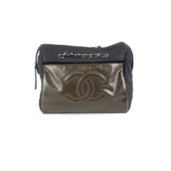 Chanel CC Logo Black Khaki Tote Bag