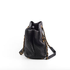 Chanel Surpique Chevron Tote Black