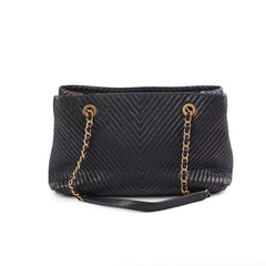 Chanel Surpique Chevron Tote Black