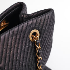 Chanel Surpique Chevron Tote Black