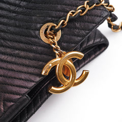 Chanel Surpique Chevron Tote Black