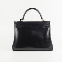 Hermes Vintage Kelly 32 Noir Box Leather