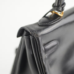 Hermes Vintage Kelly 32 Noir Box Leather