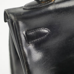 Hermes Vintage Kelly 32 Noir Box Leather