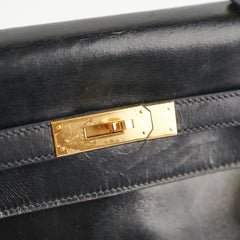 Hermes Vintage Kelly 32 Noir Box Leather